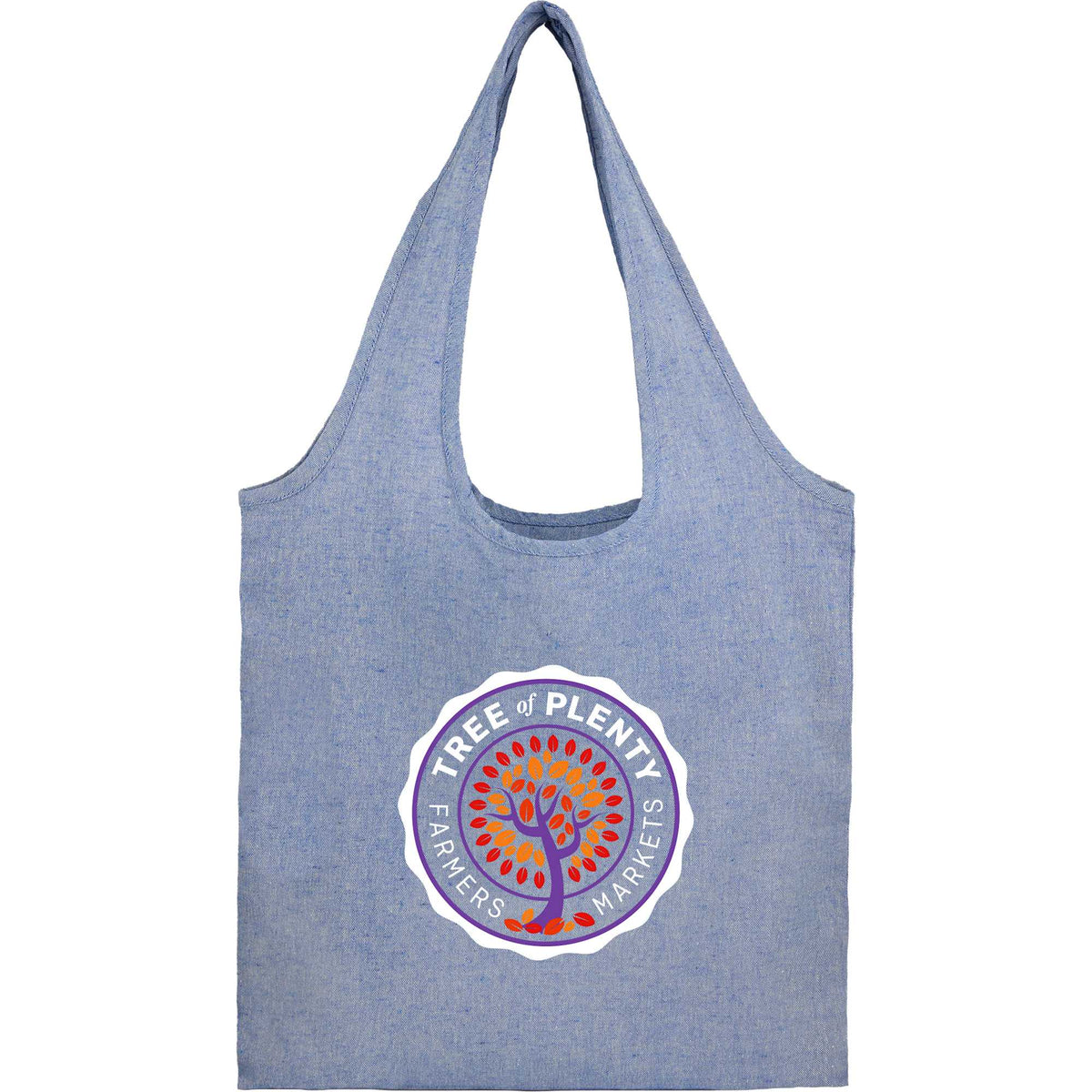 Bungalow Recycled Cotton Shopper Tote, 5 oz Full Color - Blue - Front
