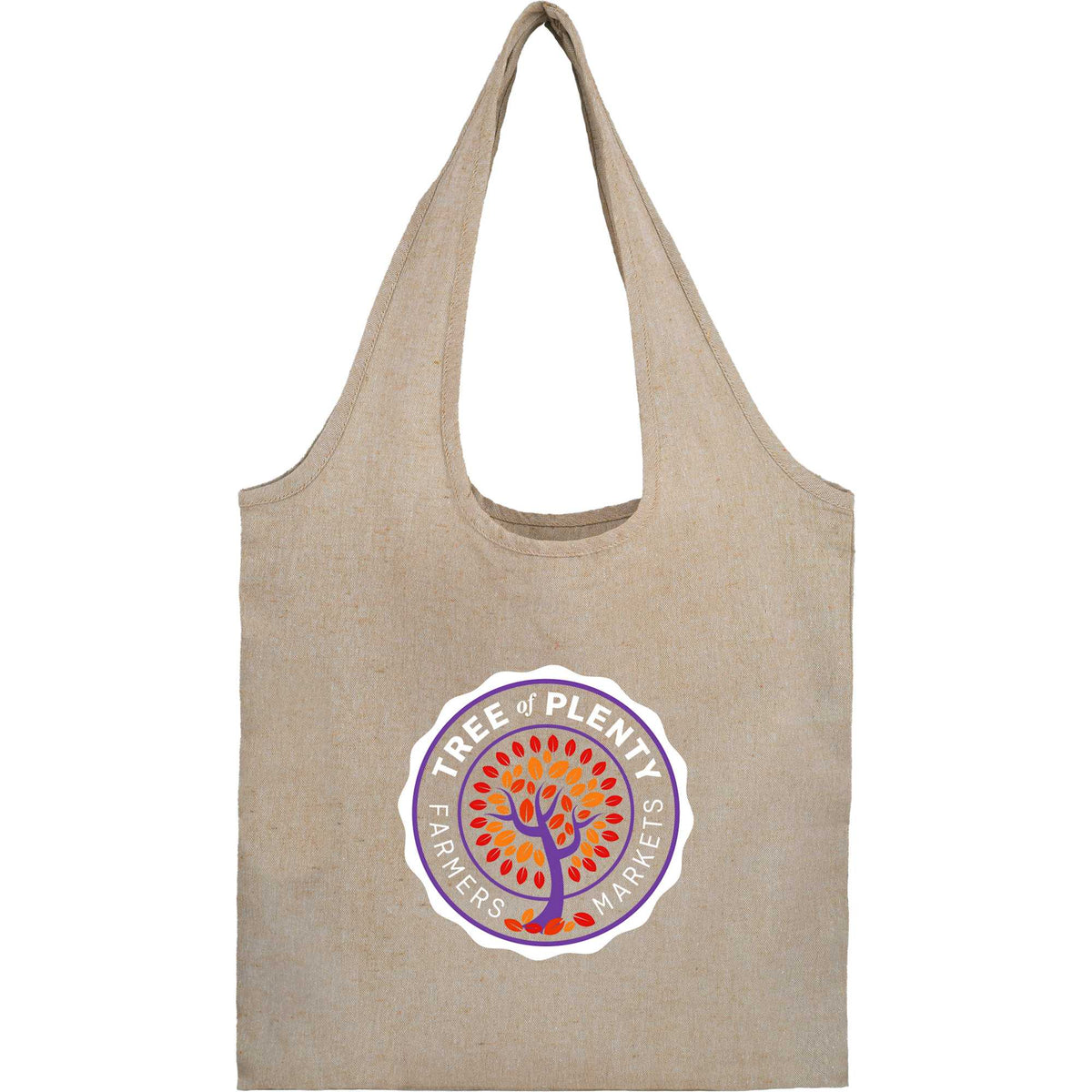 Bungalow Recycled Cotton Shopper Tote, 5 oz Full Color - Natural - Front