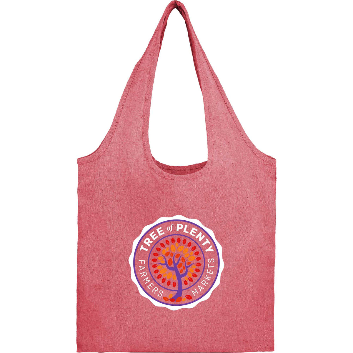 Bungalow Recycled Cotton Shopper Tote, 5 oz Full Color - Red - Front