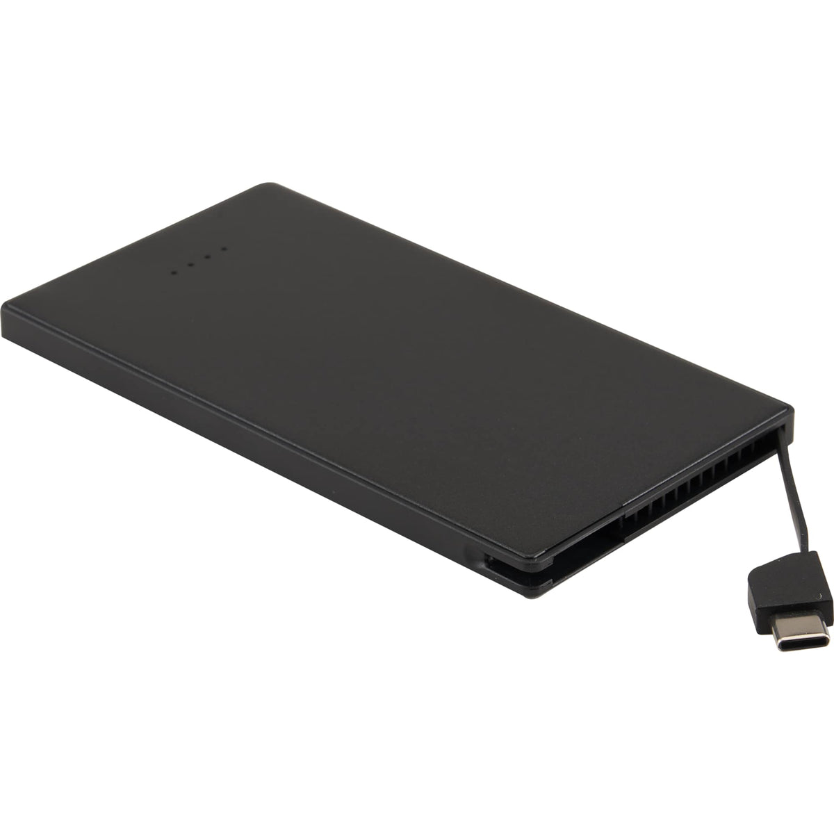 Cable Keeper Slim Power Bank with Built-In USB-C Cable, 4,000 mAh Full Color - Black - Left Angle