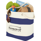 Capri Stripes Canvas Tote with Rope Handles, 12 oz Embroidery - Navy - Photo