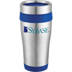 Carmel Stainless Travel Tumbler, 16 oz - Stainless Steel/Blue - Front