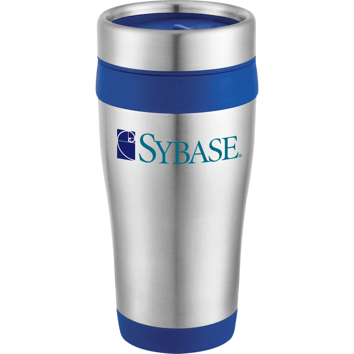 Carmel Stainless Travel Tumbler, 16 oz - Stainless Steel/Blue - Front