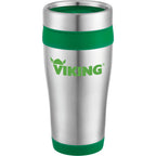 Carmel Stainless Travel Tumbler, 16 oz - Stainless Steel/Green - Front