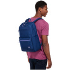 Case Logic Uplink Recycled Laptop Backpack, 26L Embroidery - Navy Blue - Left Angle Lifestyle