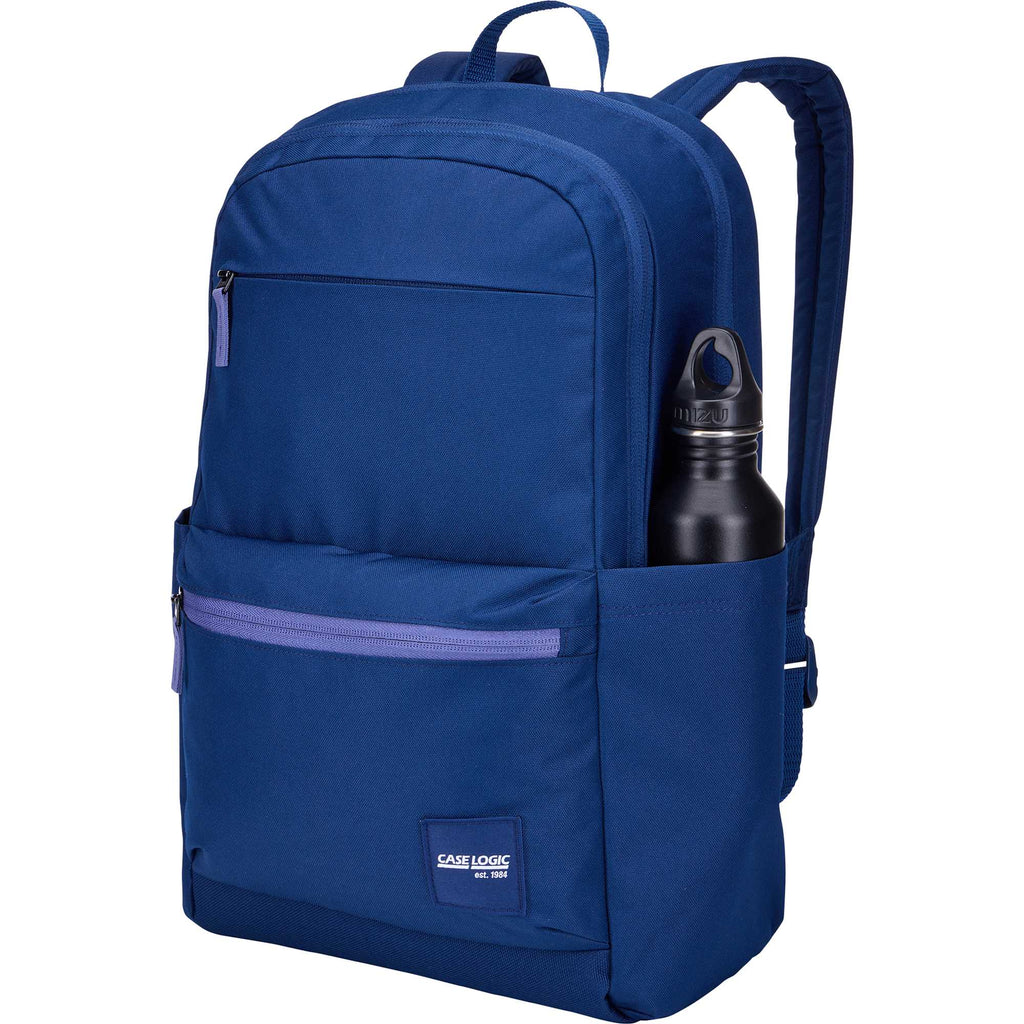 Case Logic Uplink Recycled Laptop Backpack, 26L Embroidery - Navy Blue - Left Angle