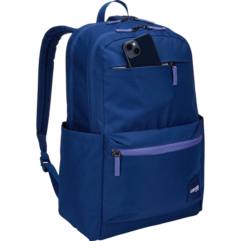 Case Logic Uplink Recycled Laptop Backpack, 26L Embroidery - Navy Blue - Right Angle 2