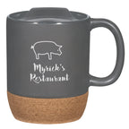 Ceramic Mug with Cork Base, 14 oz Laser Engraving - Gray - Ceramic
