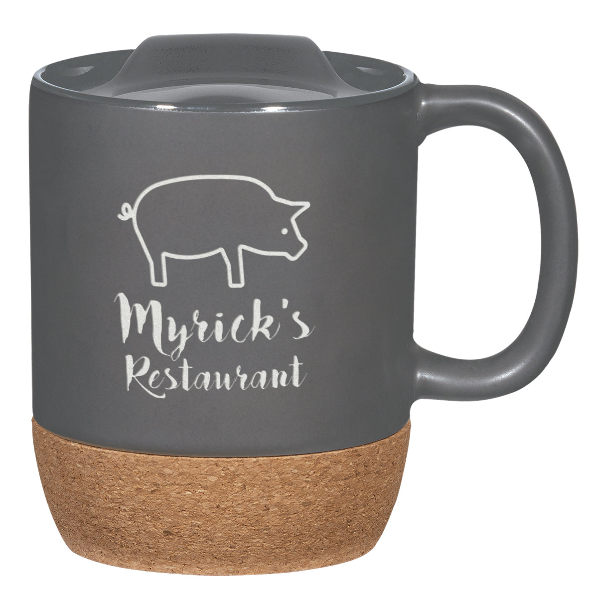 Ceramic Mug with Cork Base, 14 oz Laser Engraving - Gray - Laser Engraving