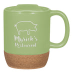 Ceramic Mug with Cork Base, 14 oz Laser Engraving - Lime Green - Laser Engraving