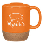 Ceramic Mug with Cork Base, 14 oz Laser Engraving - Orange - Ceramic