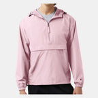 Champion Unisex Packable Anorak Jacket Embroidery - Pink Candy - On Model Front