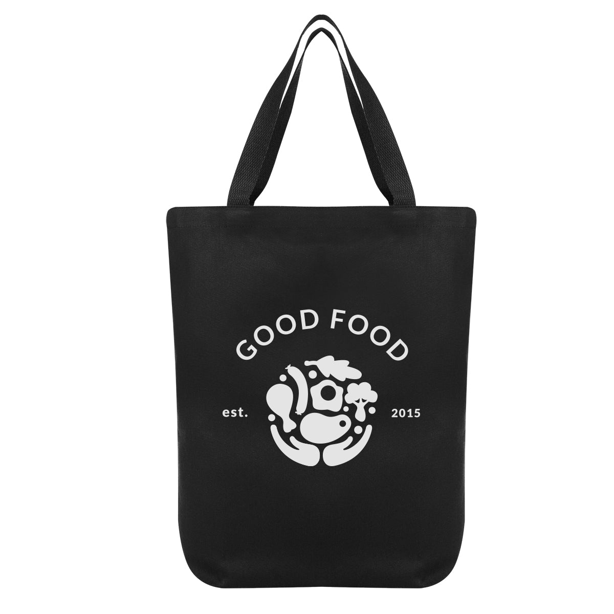 Chandler Cotton Tote Bag, 12 oz - Black - Silk Screen