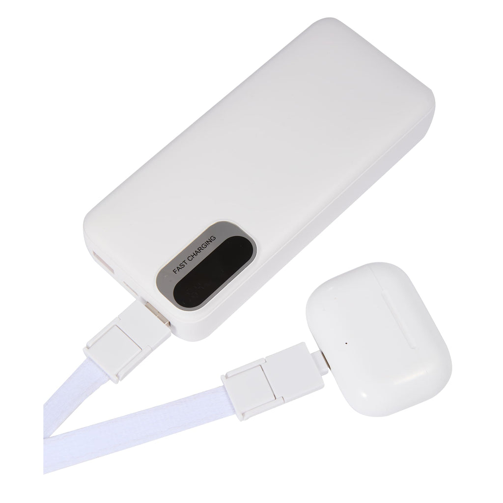 Charging Lanyard with 5-in-1 Cable, 40W - White - Propped 2