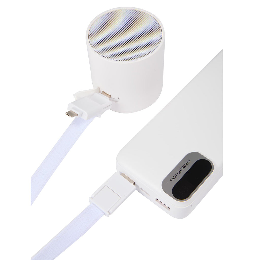 Charging Lanyard with 5-in-1 Cable, 40W - White - Propped 3