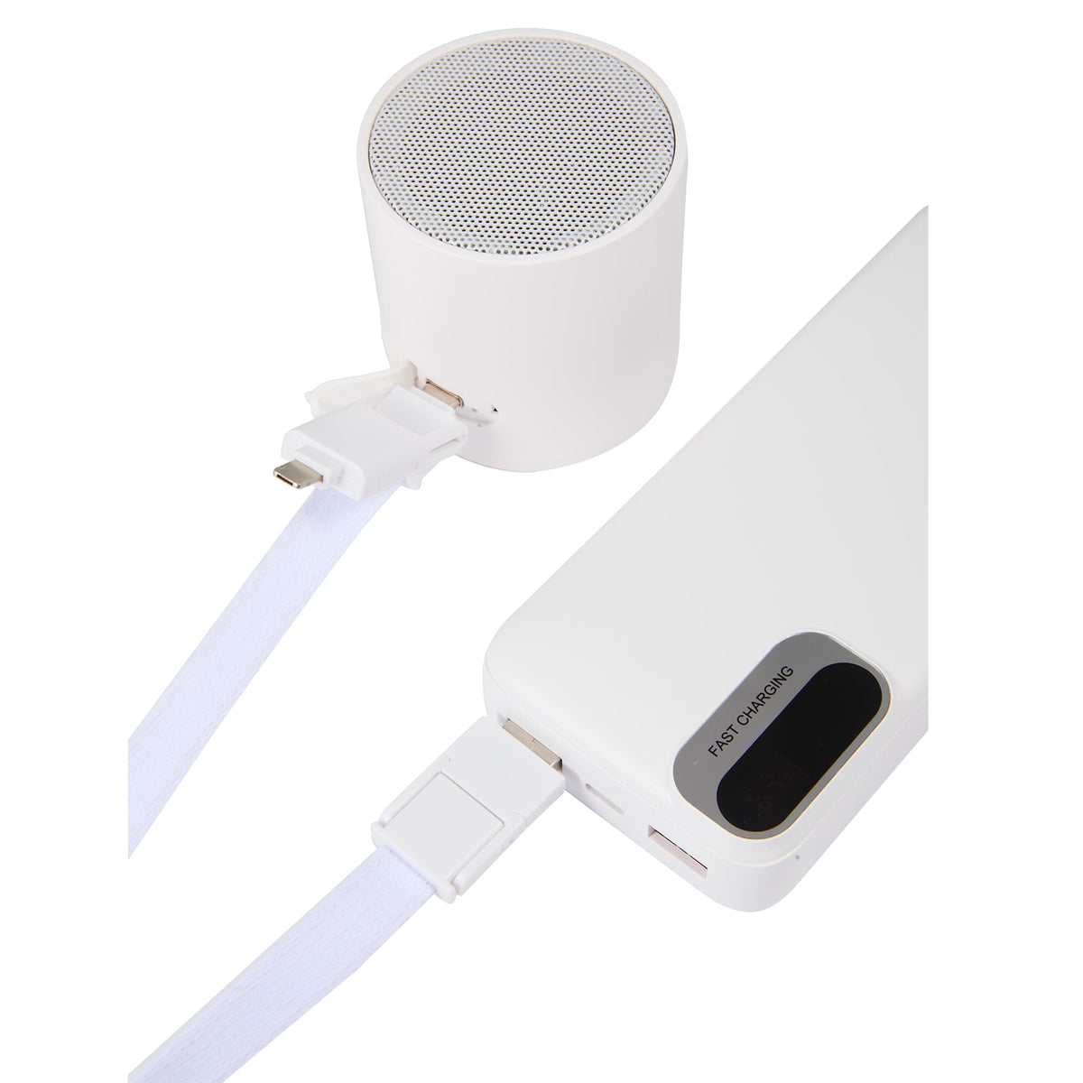 Charging Lanyard with 5-in-1 Cable, 40W - White - Propped 3
