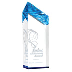 Chisel Tower Award, Large - Clear With Blue - Laser