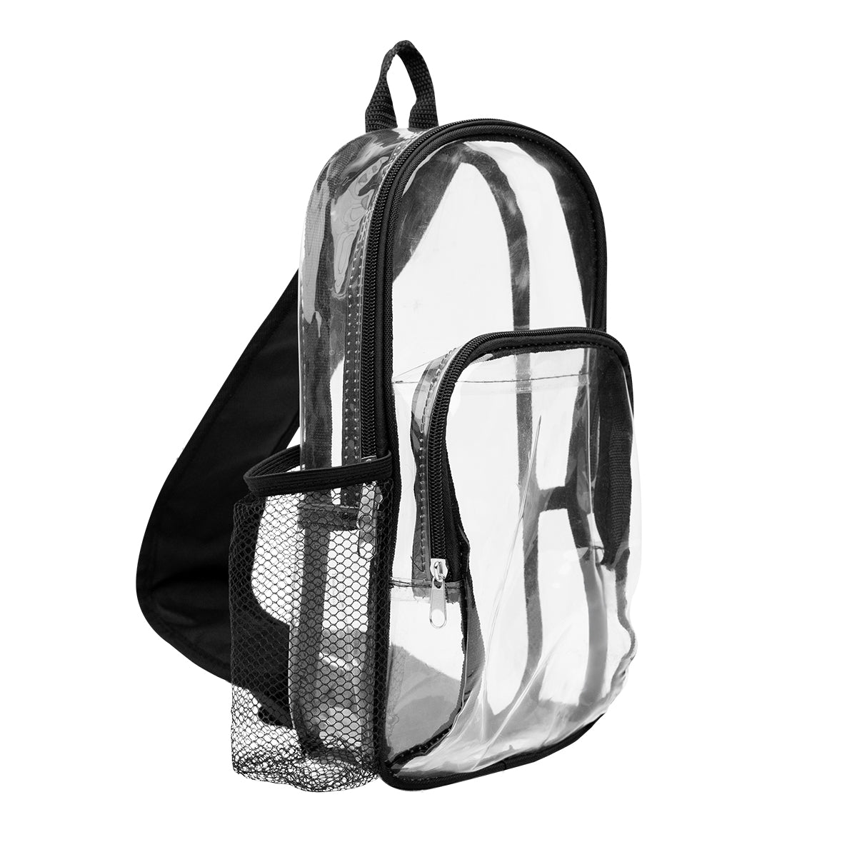 Chloe Crossbody Sling Bag, Clear - Clear with Black - Angle