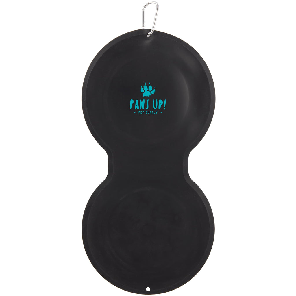 ChowTime Collapsible Dual Pet Bowl with Slow Feeder - Black - Front