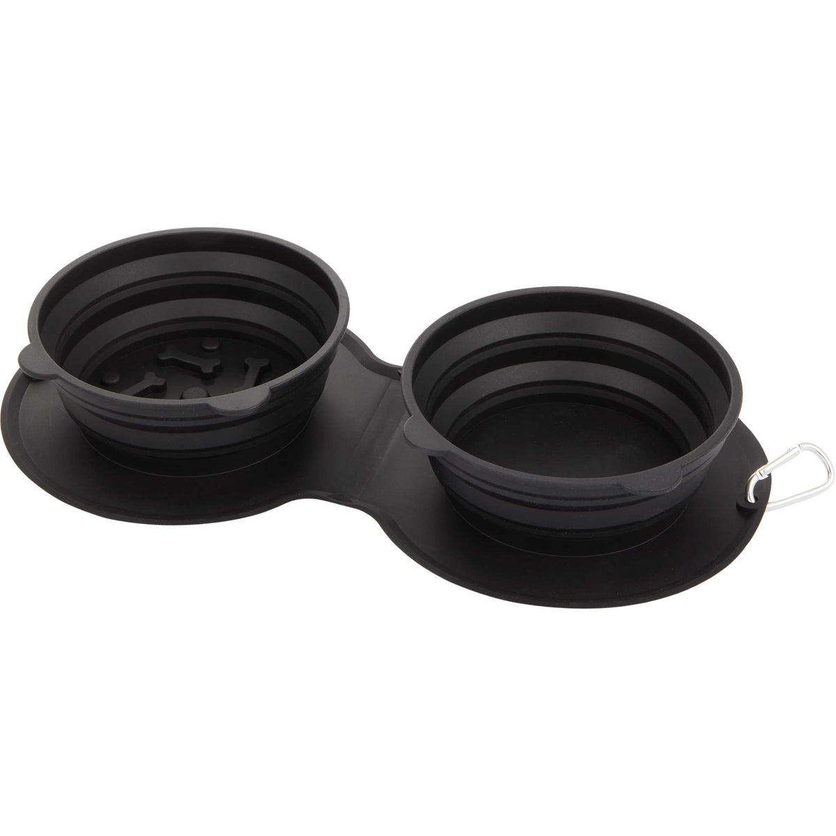 ChowTime Collapsible Dual Pet Bowl with Slow Feeder - Black - Left Angle