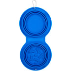 ChowTime Collapsible Dual Pet Bowl with Slow Feeder - Blue - Back