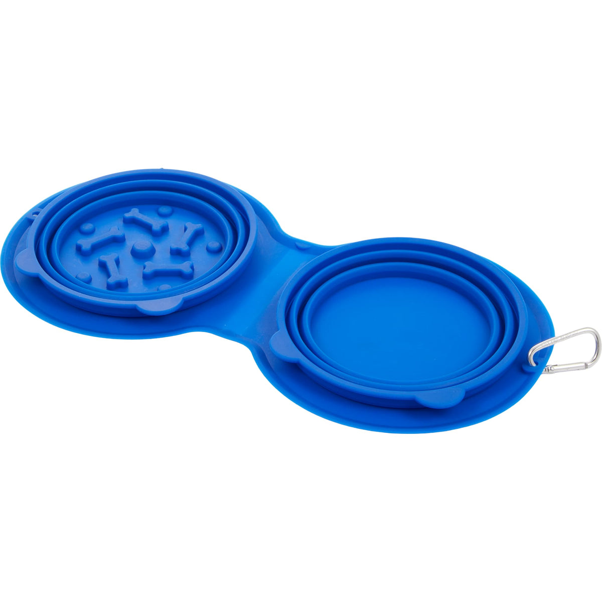 ChowTime Collapsible Dual Pet Bowl with Slow Feeder - Blue - Detail