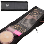Clear Panel Travel Organizer with Two Zip Compartments - Black - Front Default