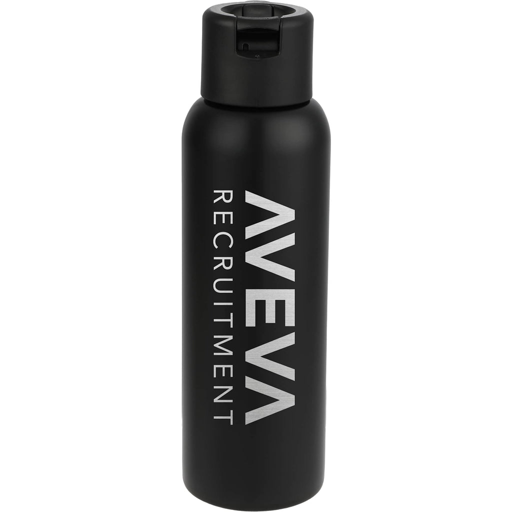 Clio Insulated Straw Lid Bottle in Recycled Steel, 22 oz Laser Engraving - Black - Front