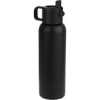 Clio Insulated Straw Lid Bottle in Recycled Steel, 22 oz Laser Engraving - Black - Left Angle 2