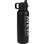 Clio Insulated Straw Lid Bottle in Recycled Steel, 22 oz Laser Engraving - Black - Left Angle