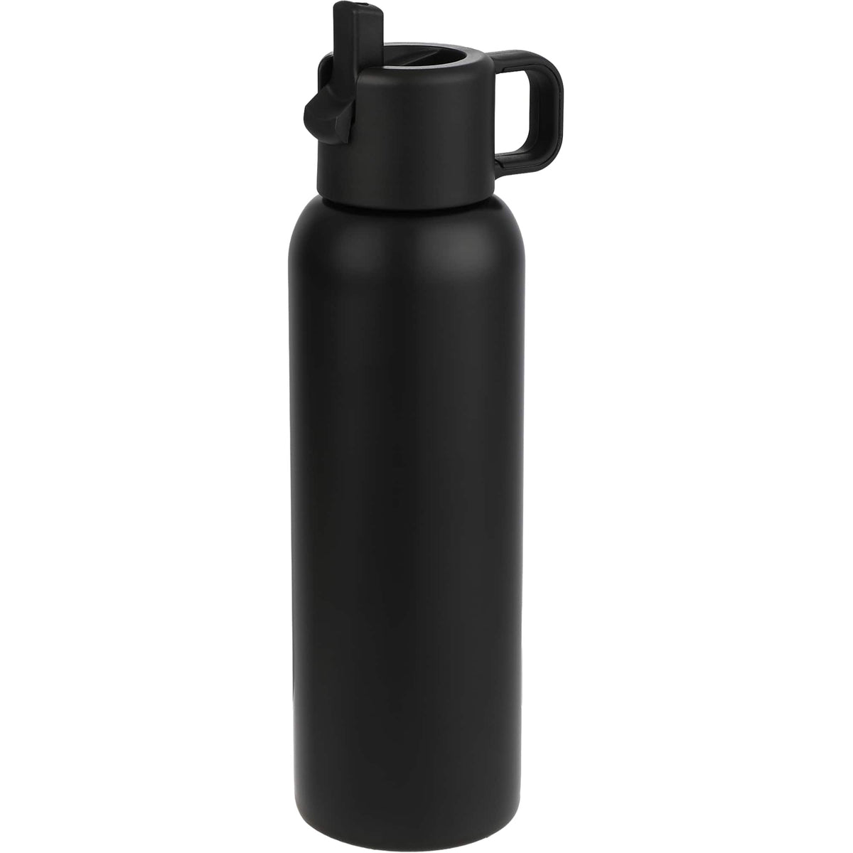 Clio Insulated Straw Lid Bottle in Recycled Steel, 22 oz Laser Engraving - Black - Right Angle