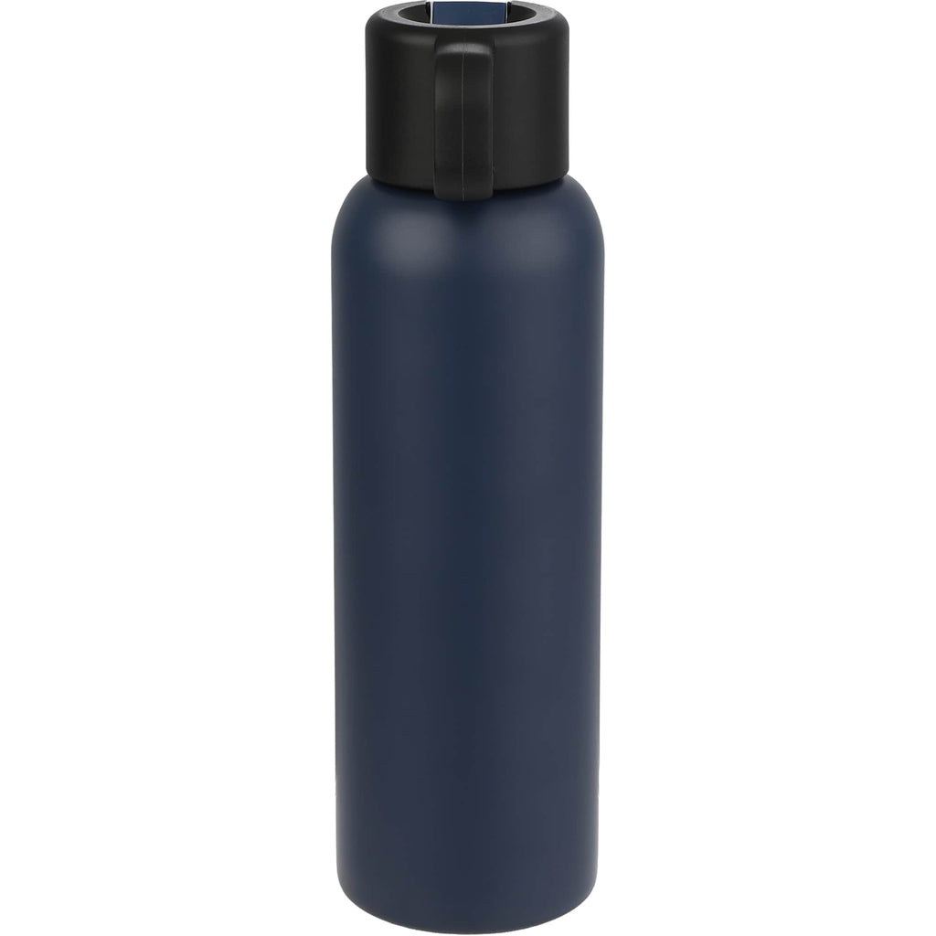 Clio Insulated Straw Lid Bottle in Recycled Steel, 22 oz Laser Engraving - Navy - Back