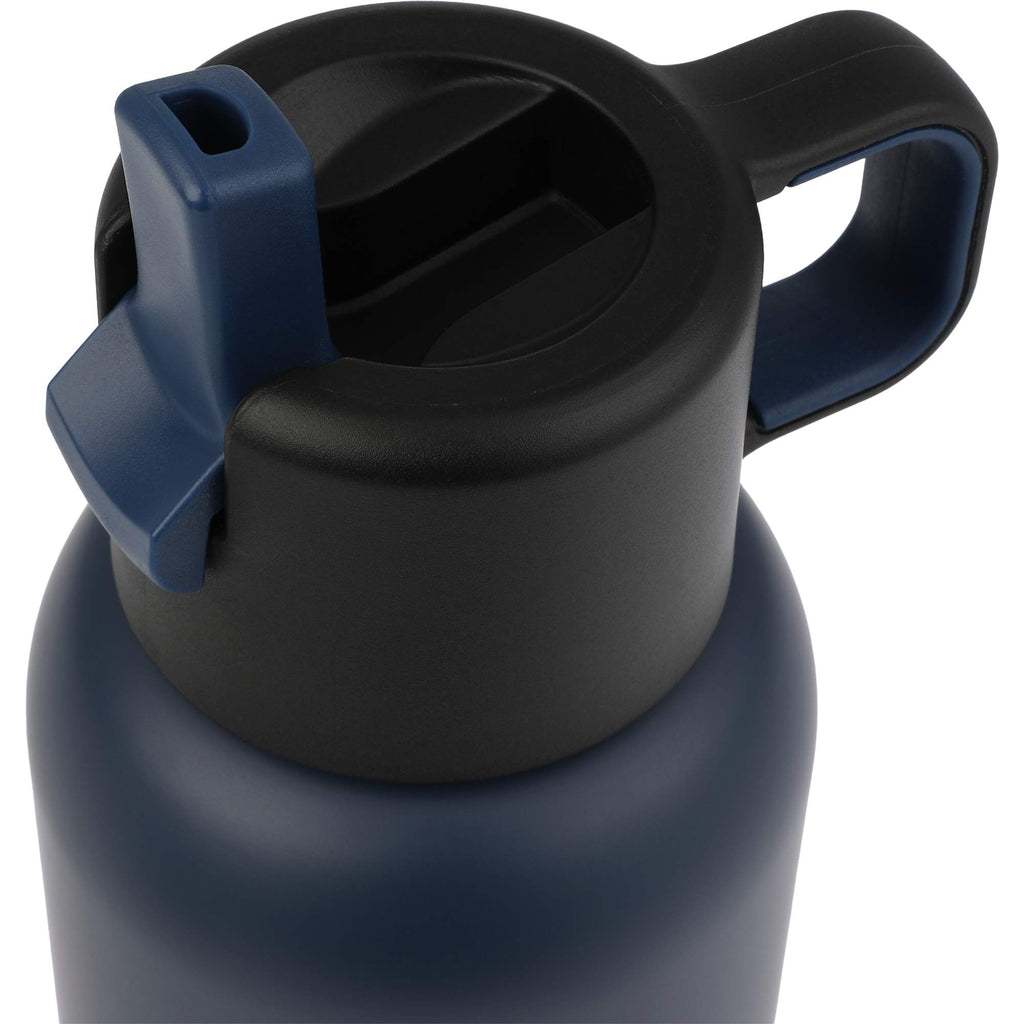 Clio Insulated Straw Lid Bottle in Recycled Steel, 22 oz Laser Engraving - Navy - Detail 2