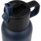 Clio Insulated Straw Lid Bottle in Recycled Steel, 22 oz Laser Engraving - Navy - Detail 2