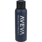 Clio Insulated Straw Lid Bottle in Recycled Steel, 22 oz Laser Engraving - Navy - Front