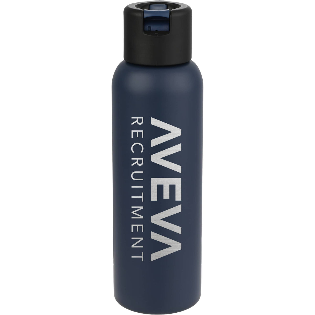 Clio Insulated Straw Lid Bottle in Recycled Steel, 22 oz Laser Engraving - Navy - Front