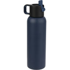 Clio Insulated Straw Lid Bottle in Recycled Steel, 22 oz Laser Engraving - Navy - Left Angle 2