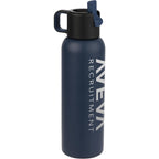 Clio Insulated Straw Lid Bottle in Recycled Steel, 22 oz Laser Engraving - Navy - Left Angle
