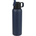 Clio Insulated Straw Lid Bottle in Recycled Steel, 22 oz Laser Engraving - Navy - Right Angle