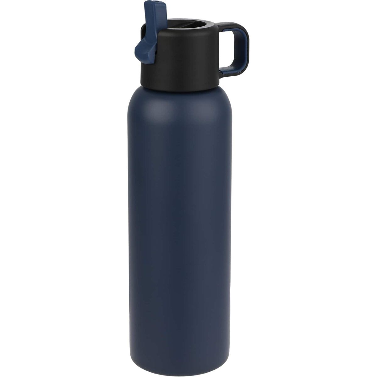 Clio Insulated Straw Lid Bottle in Recycled Steel, 22 oz Laser Engraving - Navy - Right Angle