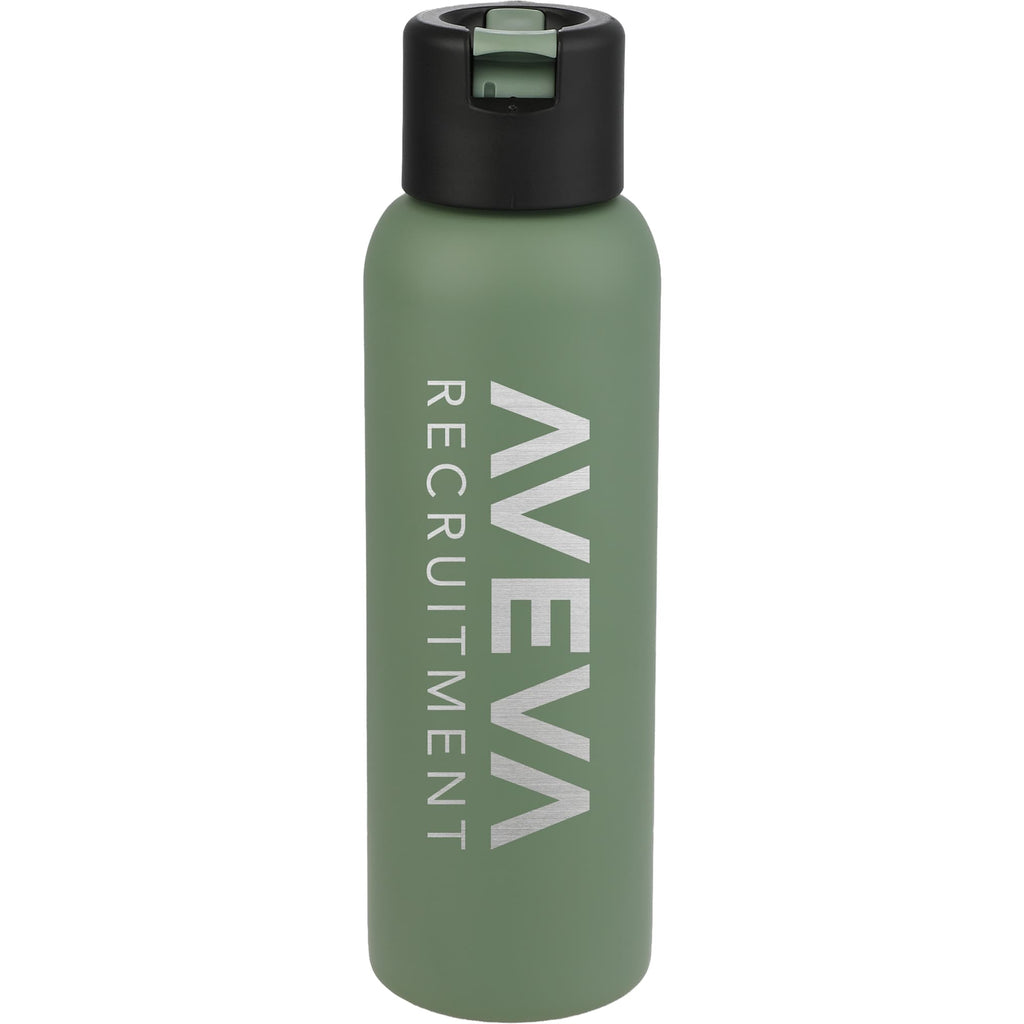 Clio Insulated Straw Lid Bottle in Recycled Steel, 22 oz Laser Engraving - Sage - Front