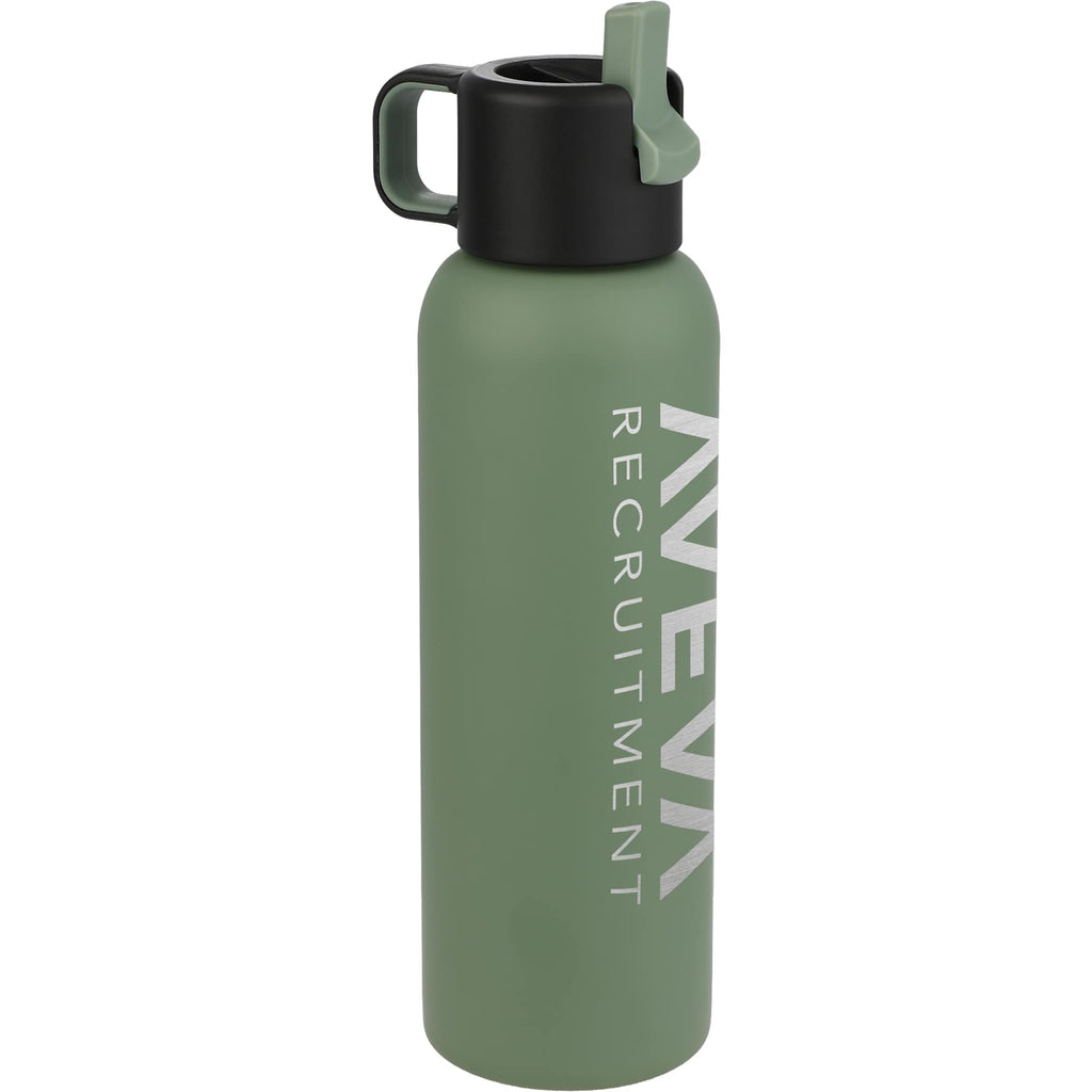 Clio Insulated Straw Lid Bottle in Recycled Steel, 22 oz Laser Engraving - Sage - Left Angle