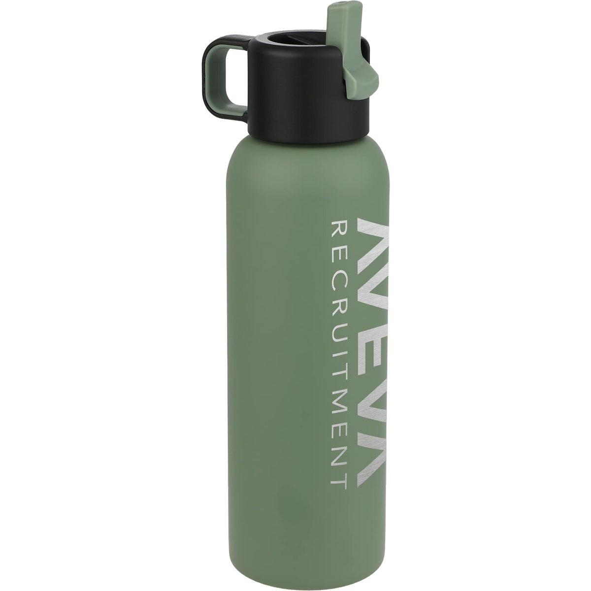 Clio Insulated Straw Lid Bottle in Recycled Steel, 22 oz Laser Engraving - Sage - Left Angle