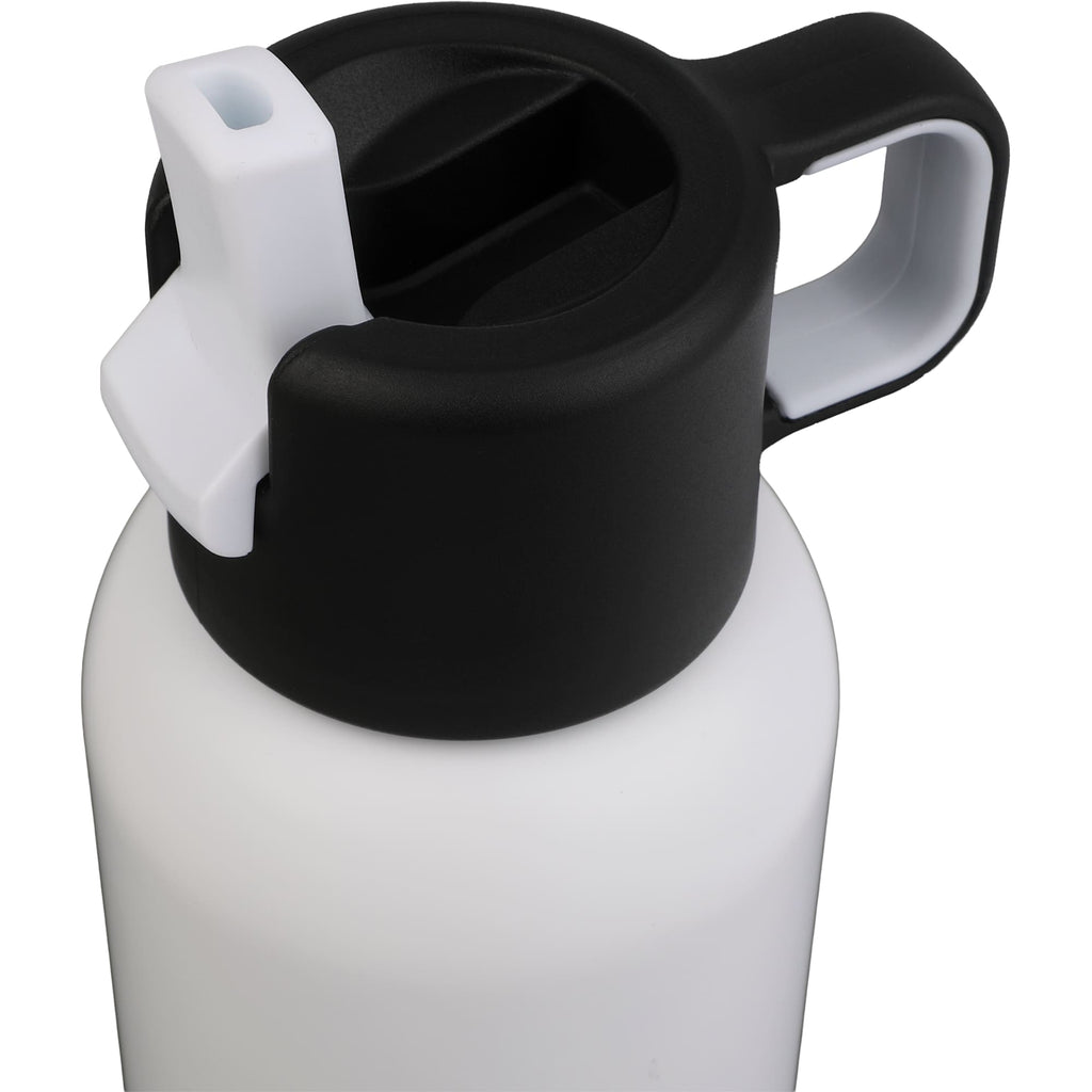 Clio Insulated Straw Lid Bottle in Recycled Steel, 22 oz Laser Engraving - White - Detail 2
