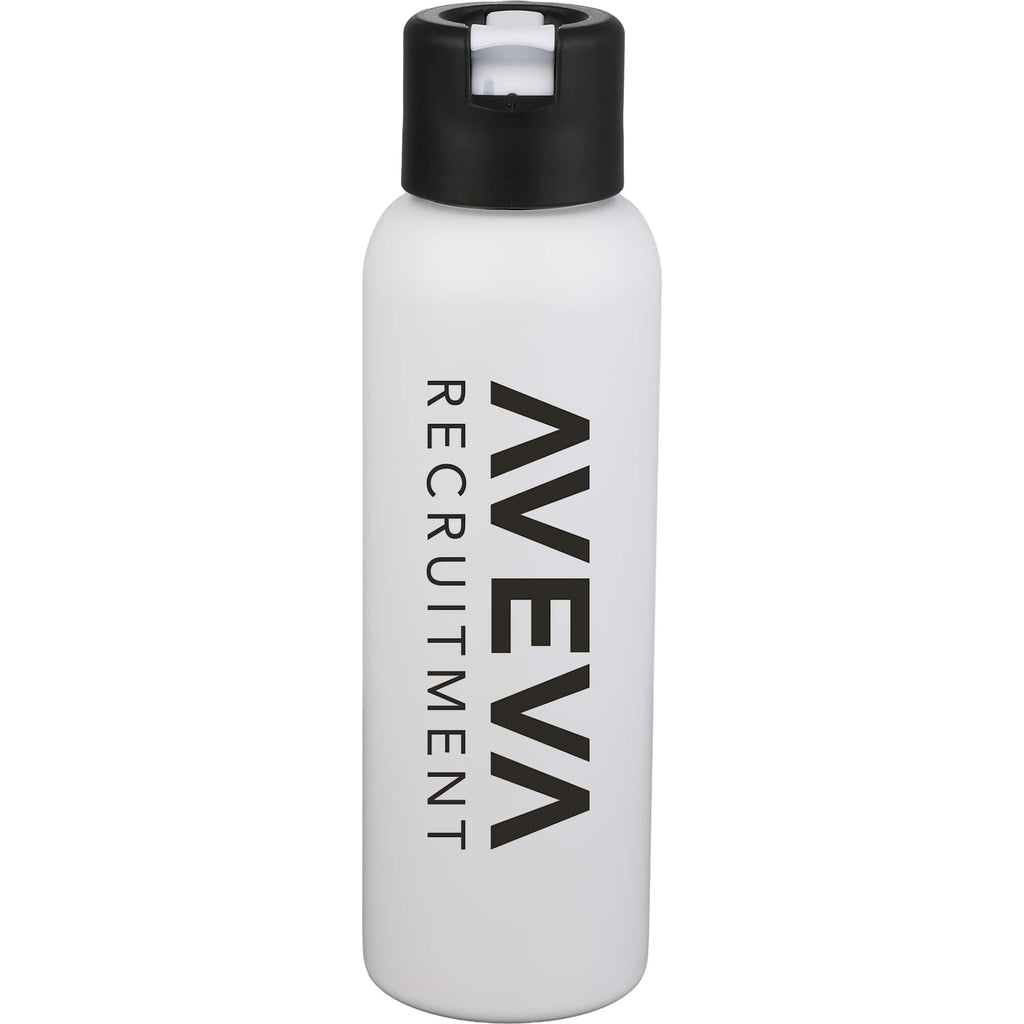 Clio Insulated Straw Lid Bottle in Recycled Steel, 22 oz Laser Engraving - White - Front