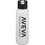 Clio Insulated Straw Lid Bottle in Recycled Steel, 22 oz Laser Engraving - White - Front