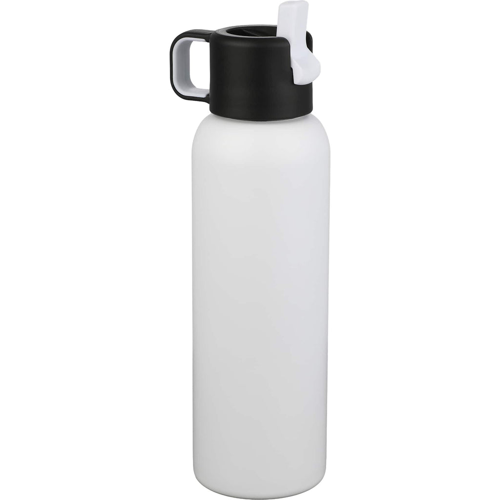 Clio Insulated Straw Lid Bottle in Recycled Steel, 22 oz Laser Engraving - White - Left Angle 2