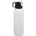 Clio Insulated Straw Lid Bottle in Recycled Steel, 22 oz Laser Engraving - White - Left Angle 2