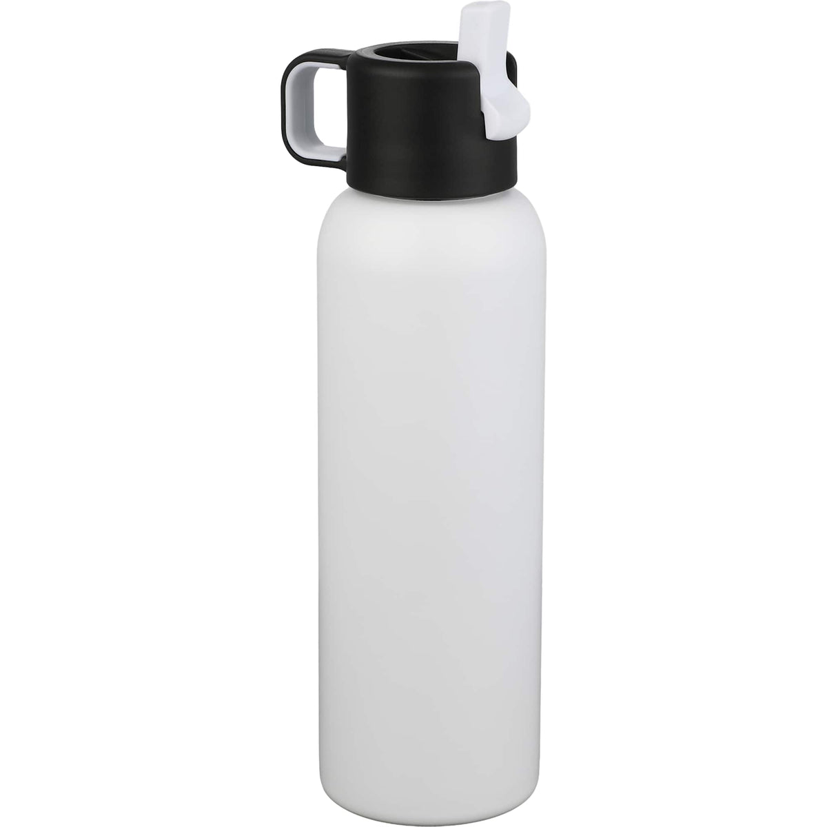Clio Insulated Straw Lid Bottle in Recycled Steel, 22 oz Laser Engraving - White - Left Angle 2
