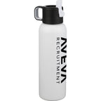 Clio Insulated Straw Lid Bottle in Recycled Steel, 22 oz Laser Engraving - White - Left Angle